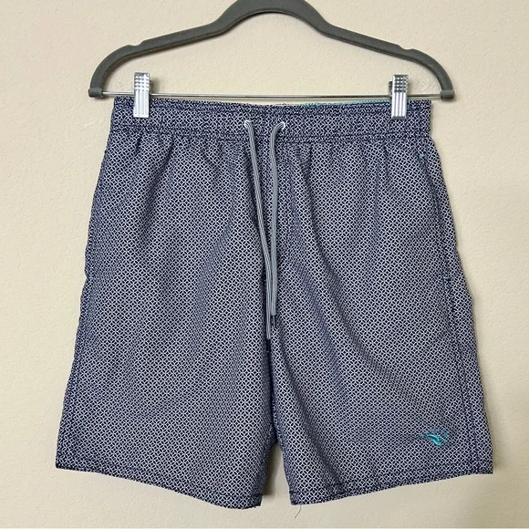 TED BAKER GEOMETRIC NAVY SWIM TRUNKS SIZE 2 (36) US. - Picture 1 of 10